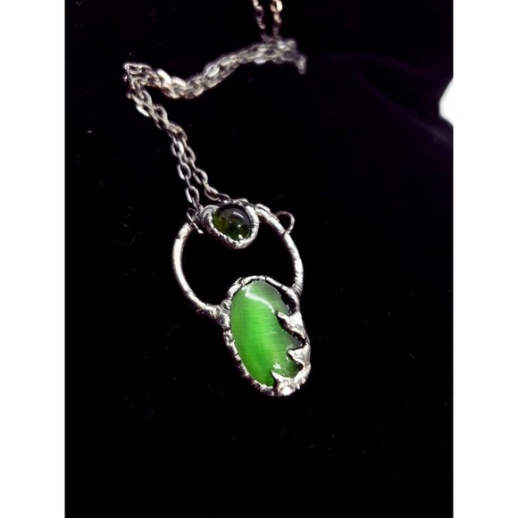 Handmade Jewelry Green Cat Eye Necklace Poshmark
